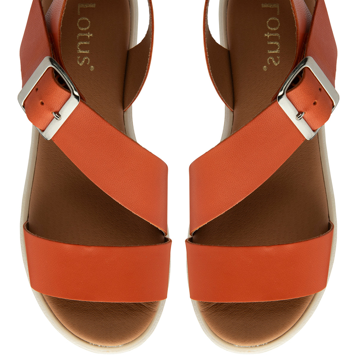 Lotus Luana Open Toe Sandal With Adjustable Buckle Strap &amp; Chunky Platform Cleated Sole (Size 4) - Orange 8555679 3