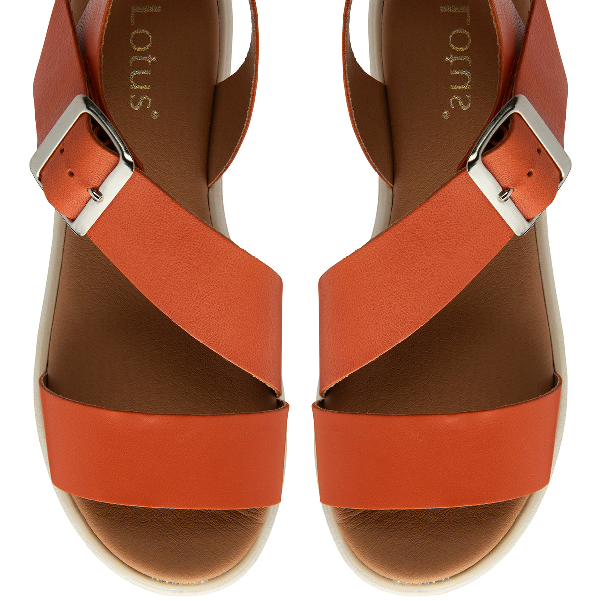 Lotus Luana Open Toe Sandal With Adjustable Buckle Strap &amp; Chunky Platform Cleated Sole (Size 5) - Orange V32525772 3