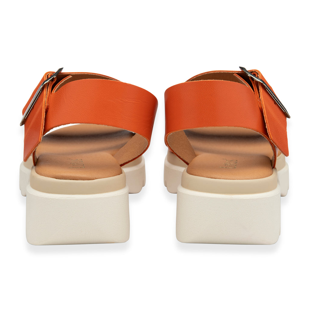 Lotus Luana Open Toe Sandal With Adjustable Buckle Strap & Chunky Platform Cleated Sole (Size 6) - Orange_8555681_2