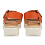 Lotus Luana Open Toe Sandal With Adjustable Buckle Strap & Chunky Platform Cleated Sole (Size 6) - Orange_8555681_2