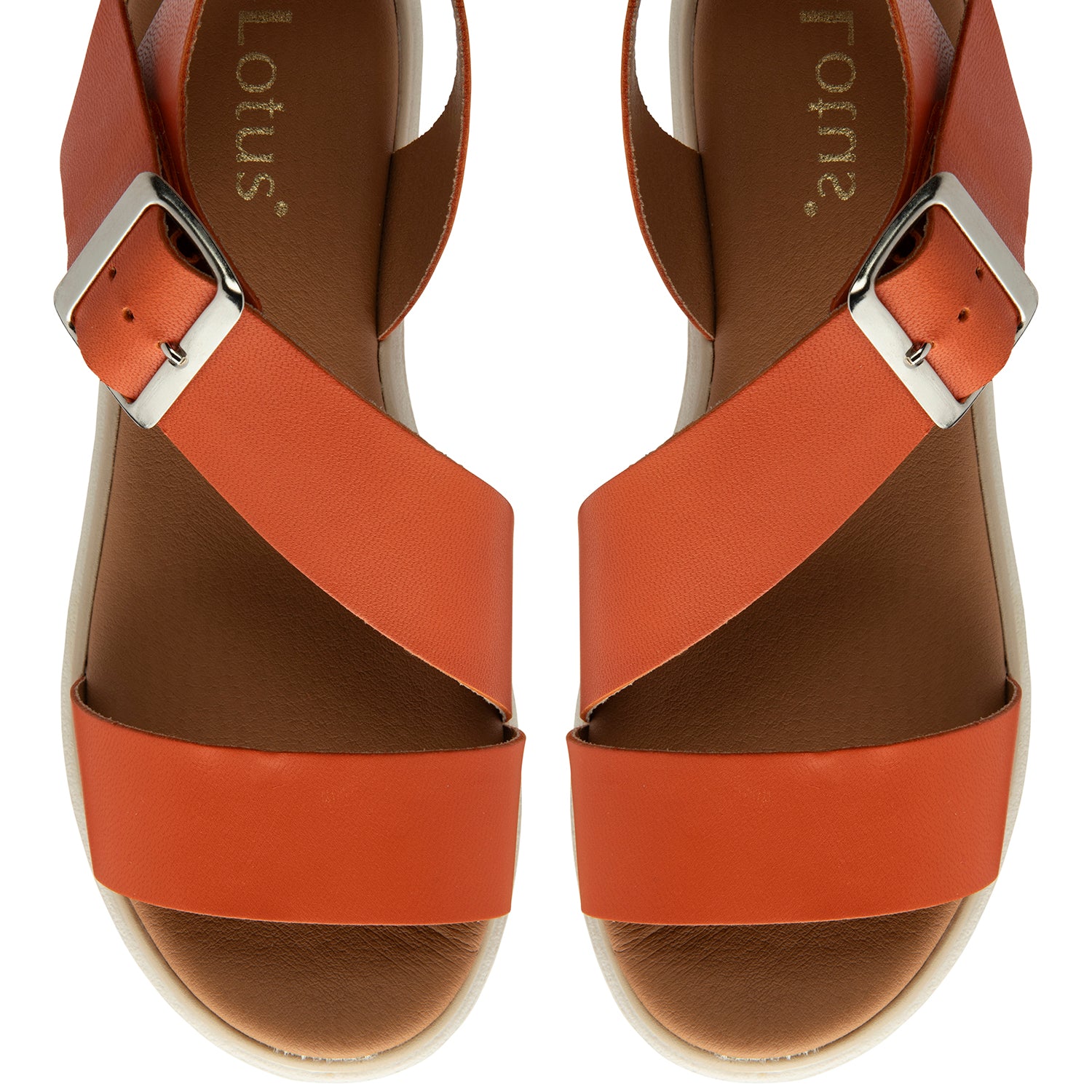 Lotus Luana Open Toe Sandal With Adjustable Buckle Strap &amp; Chunky Platform Cleated Sole (Size 6) - Orange V32514262 3