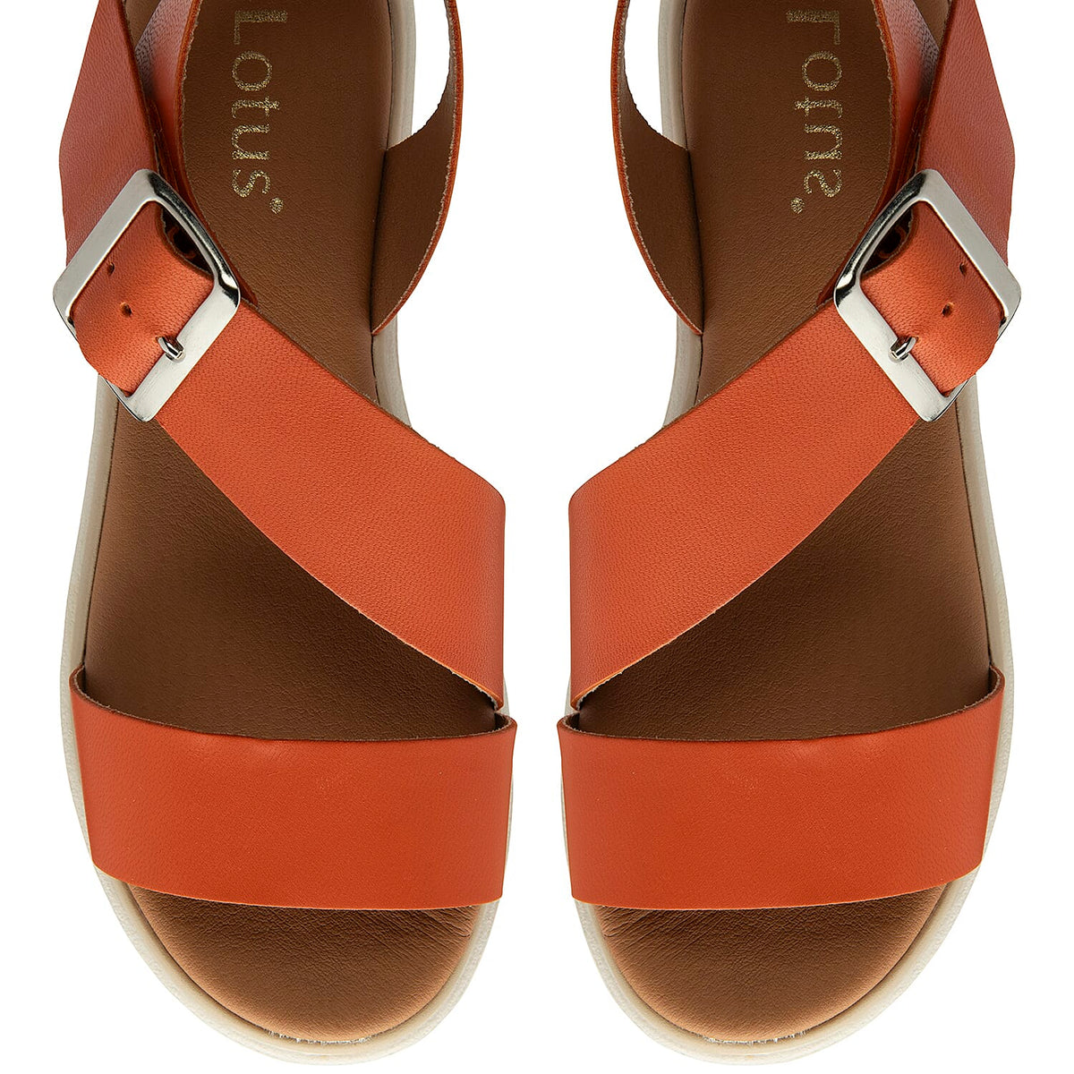 Lotus Luana Open Toe Sandal With Adjustable Buckle Strap &amp; Chunky Platform Cleated Sole (Size 7) - Orange V32613785 3