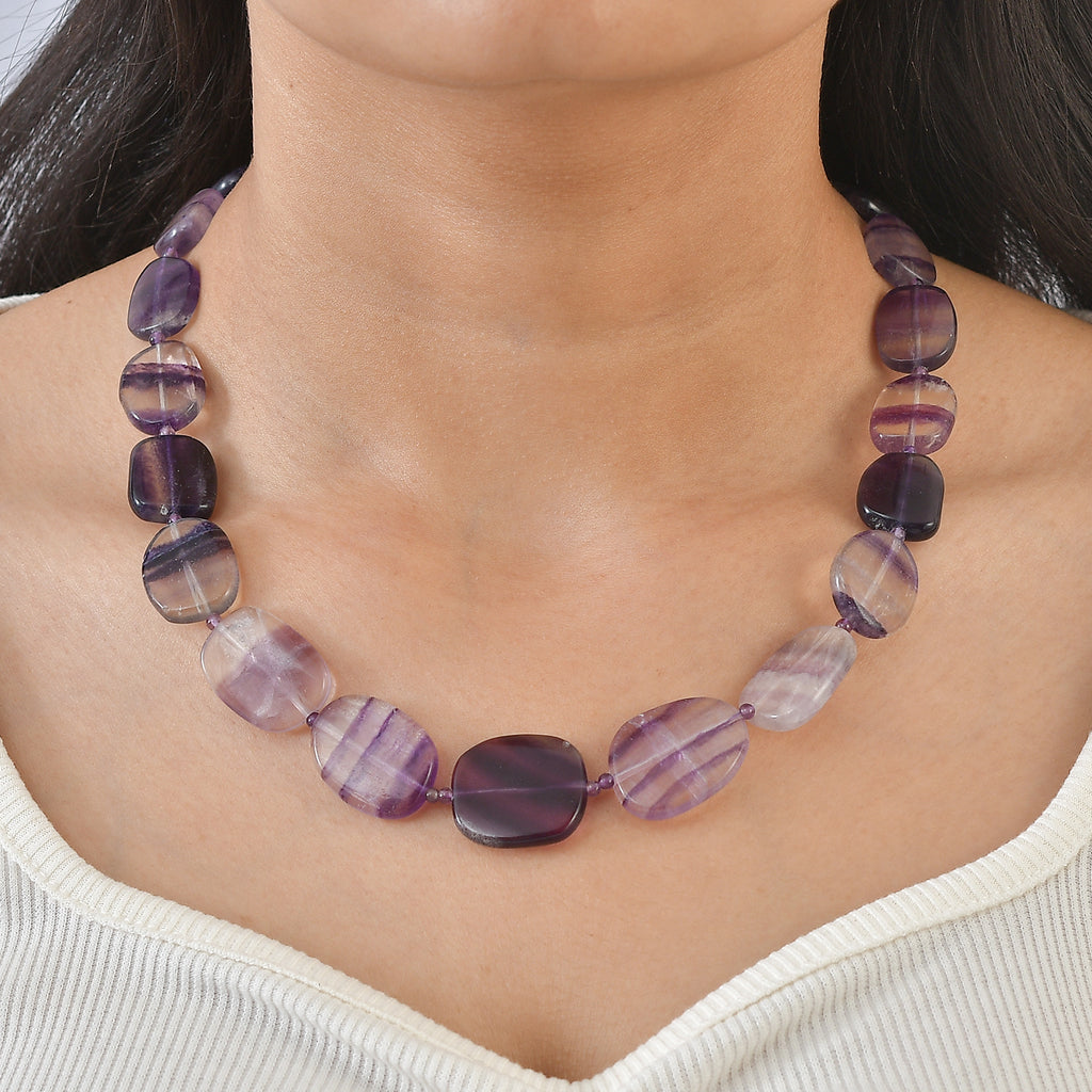 EverTrue - Multi Fluorite & African Amethyst Beads Necklace (Size - 18+1 Ext) in Yellow Gold Tone 330.00 Ct._8556031_1