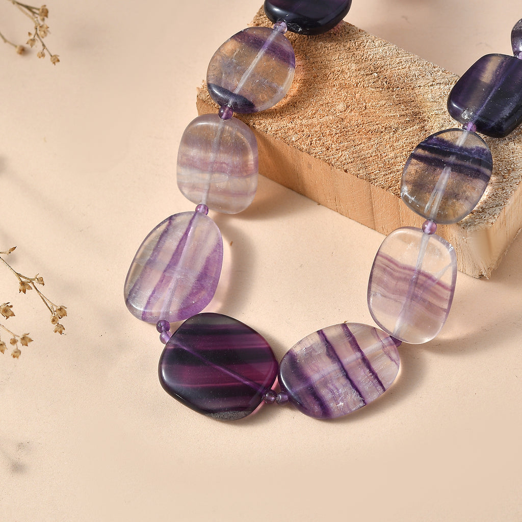 EverTrue - Multi Fluorite & African Amethyst Beads Necklace (Size - 18+1 Ext) in Yellow Gold Tone 330.00 Ct._8556031_2