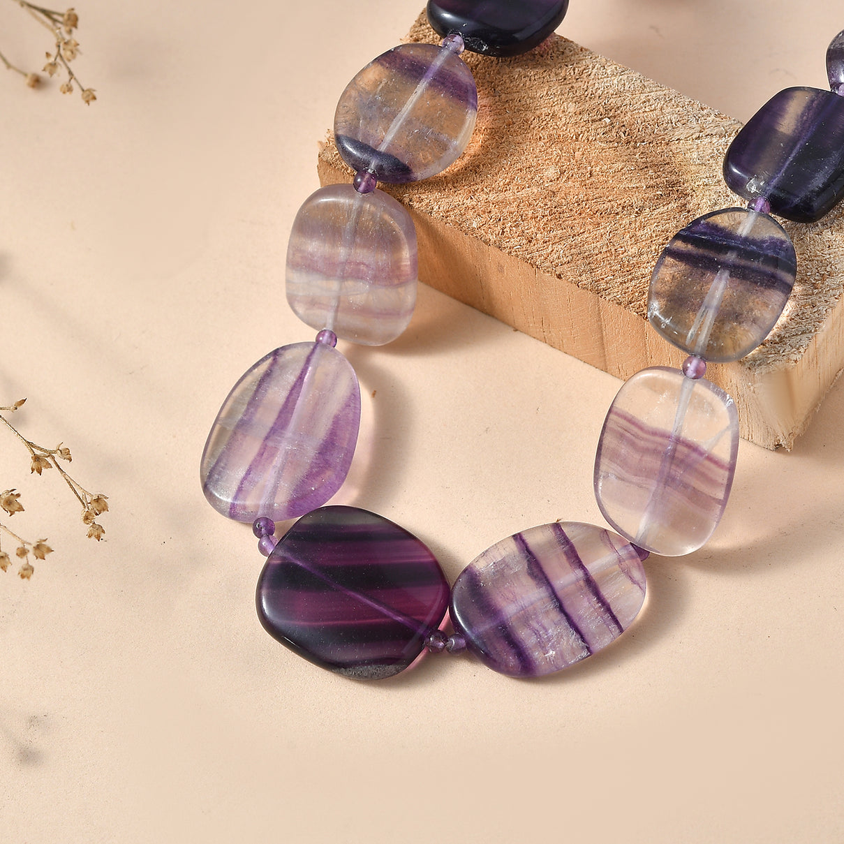Multi Fluorite &amp; African Amethyst Beads Necklace (Size - 18-1 Ext) in Yellow Gold Tone 330.00 Ct. 8556031 3