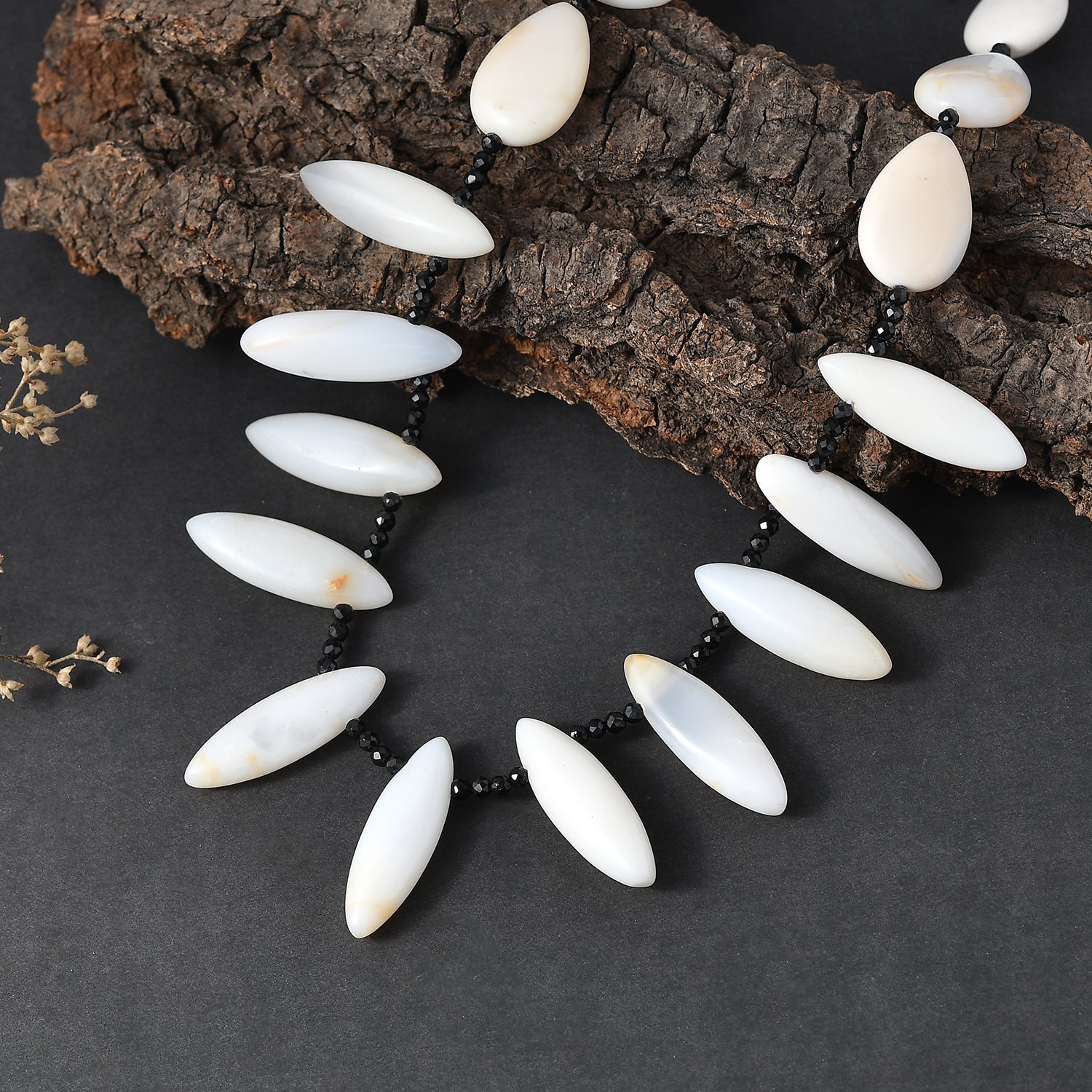 EverTrue - Black Spinel &amp; White Opal Necklace (Size - 18-1 Ext) in Silver Tone 170.00 Ct. V32337946 2