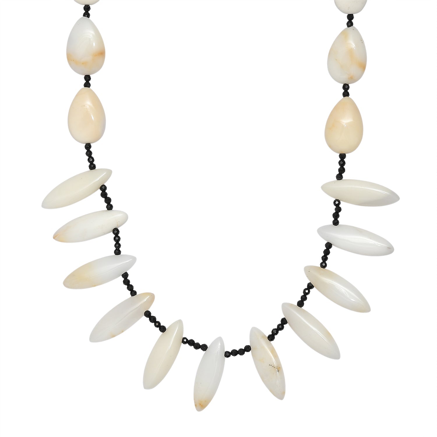 EverTrue - Black Spinel &amp; White Opal Necklace (Size - 18-1 Ext) in Silver Tone 170.00 Ct. V32355778 4