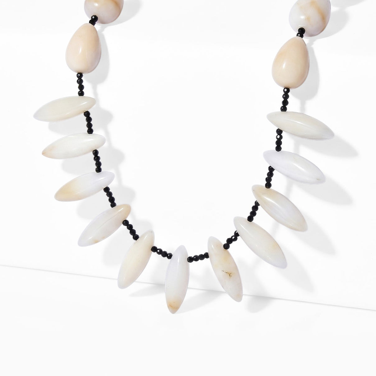 EverTrue - Black Spinel &amp; White Opal Necklace (Size - 18-1 Ext) in Silver Tone 170.00 Ct. V32355778 0