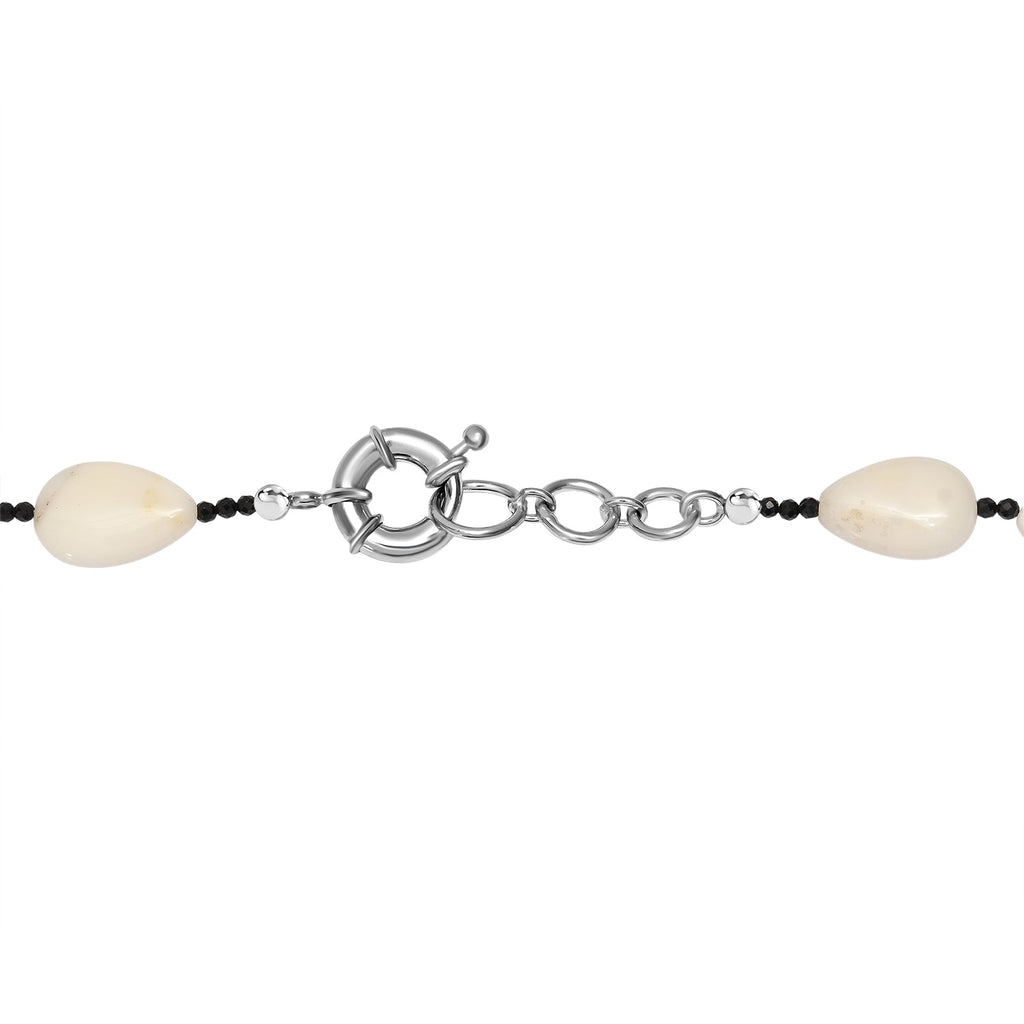 EverTrue - Black Spinel & White Opal Necklace (Size - 18-1 Ext) in Silver Tone 170.00 Ct.