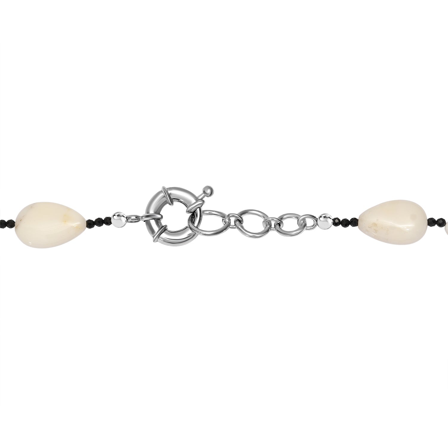 EverTrue - Black Spinel &amp; White Opal Necklace (Size - 18-1 Ext) in Silver Tone 170.00 Ct. V32351907 5