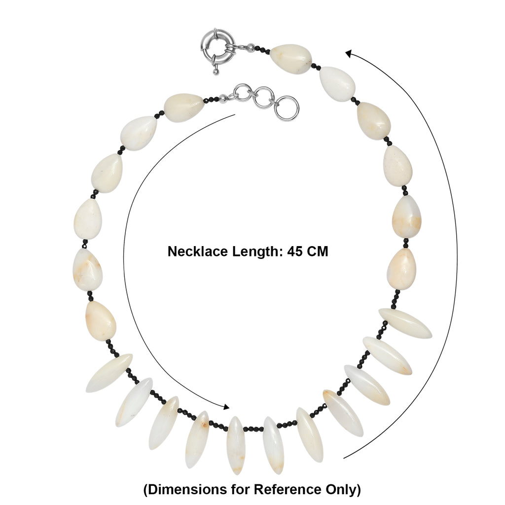 EverTrue - Black Spinel & White Opal Necklace (Size - 18+1 Ext) in Silver Tone 170.00 Ct._8556032_5