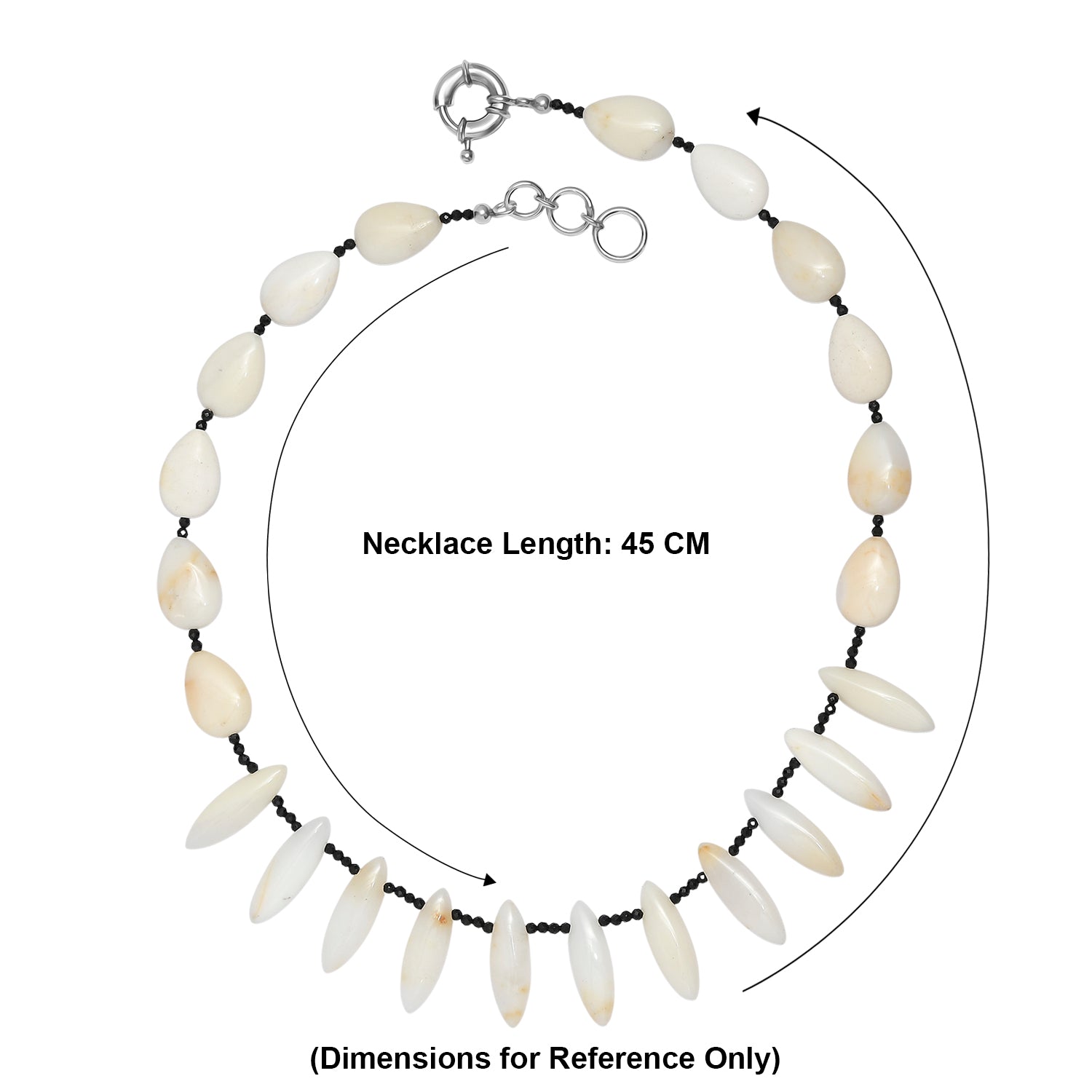 EverTrue - Black Spinel &amp; White Opal Necklace (Size - 18-1 Ext) in Silver Tone 170.00 Ct. V32355778 6