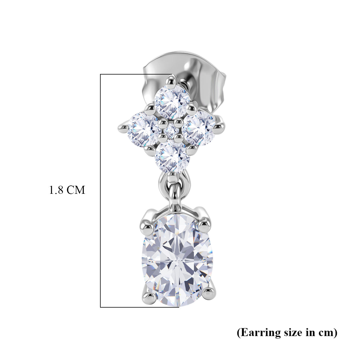 D'Joy - Moissanite Dangling Earring with Push Back in Platinum Overlay Sterling Silver 2.14 Ct. V32527182 6