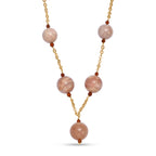 Hessonite Garnet & Peach Moonstone Necklace (Size - 20+2 Ext) in Yellow  520.00 Ct._8556165