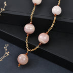 Hessonite Garnet & Peach Moonstone Necklace (Size - 20+2 Ext) in Yellow  520.00 Ct._8556165_2