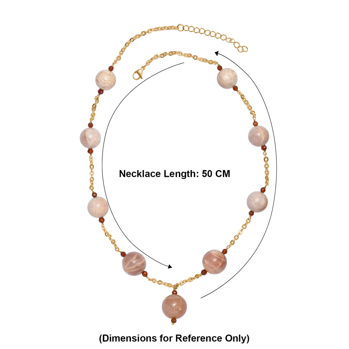 Hessonite Garnet &amp; Peach Moonstone Necklace (Size - 20+2 Ext) in Yellow  520.00 Ct. V32491406 6