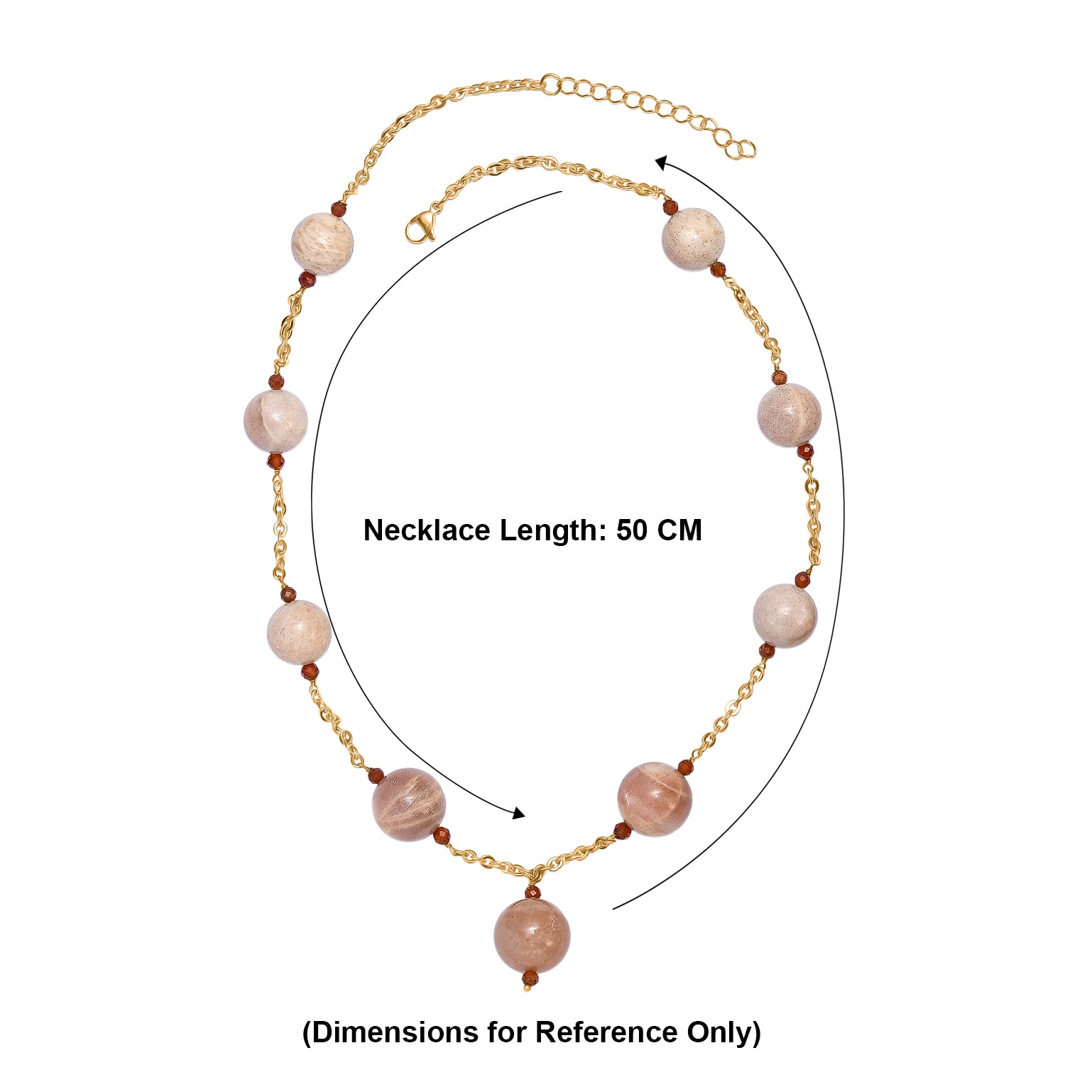 Hessonite Garnet &amp; Peach Moonstone Necklace (Size - 20+2 Ext) in Yellow  520.00 Ct. V32491406 6