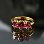 D'Joy - Natural Radiant Ember Garnet Trilogy Ring in 18K Vermeil Yellow Gold Plated Sterling Silver 2.10 Ct._8556174_2