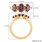 D'Joy - Natural Radiant Ember Garnet Trilogy Ring in 18K Vermeil Yellow Gold Plated Sterling Silver 2.10 Ct._8556174_5