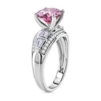 BRAND NEW - Premium Pink Moissanite and White Moissanite Solitaire Ring in Rhodium Overlay Sterling Silver 3.06 Ct._8556307_3