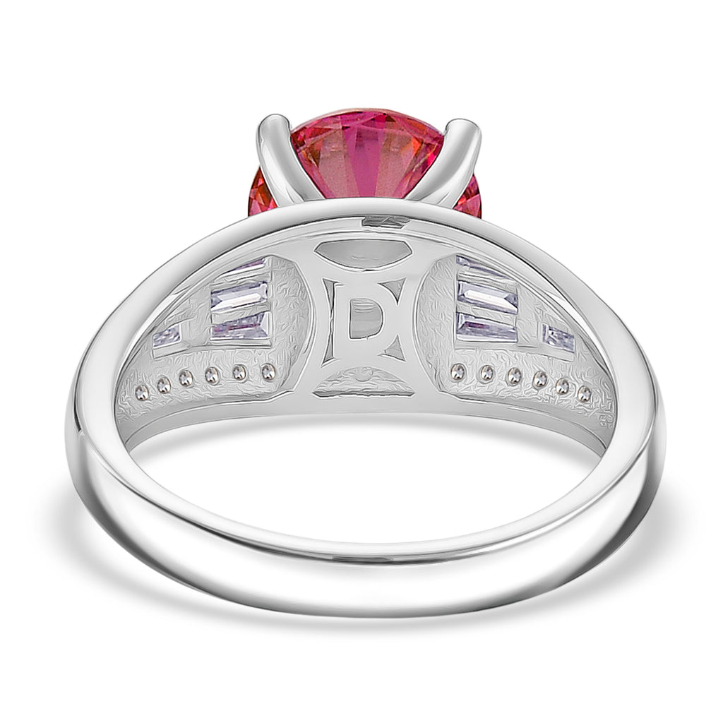 BRAND NEW - Premium Pink Moissanite and White Moissanite Solitaire Ring in Rhodium Overlay Sterling Silver 3.06 Ct._8556307_4