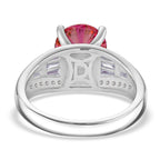 BRAND NEW - Premium Pink Moissanite and White Moissanite Solitaire Ring in Rhodium Overlay Sterling Silver 3.06 Ct._8556307_4