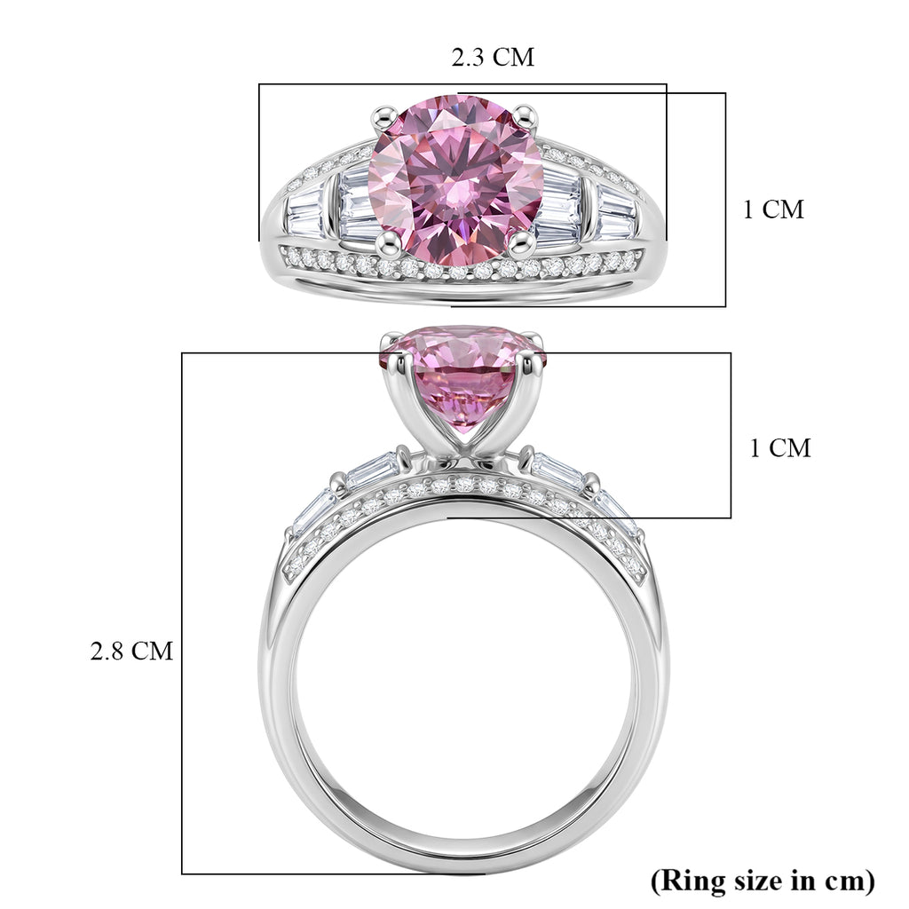 BRAND NEW - Premium Pink Moissanite and White Moissanite Solitaire Ring in Rhodium Overlay Sterling Silver 3.06 Ct._8556307_5
