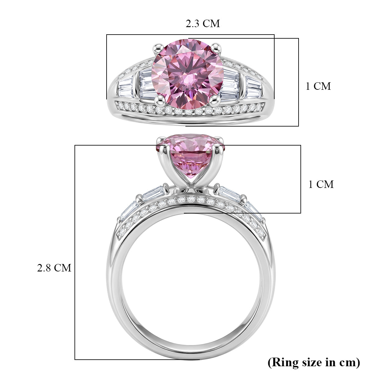 BRAND NEW - Premium Pink Moissanite and White Moissanite Solitaire Ring in Rhodium Overlay Sterling Silver 3.06 Ct. V32643673 6