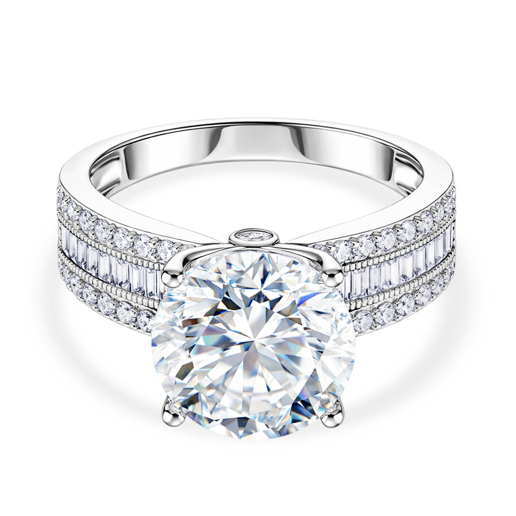 D'Joy - Moissanite Ring in Rhodium Overlay Sterling Silver 6.22 Ct._8556349