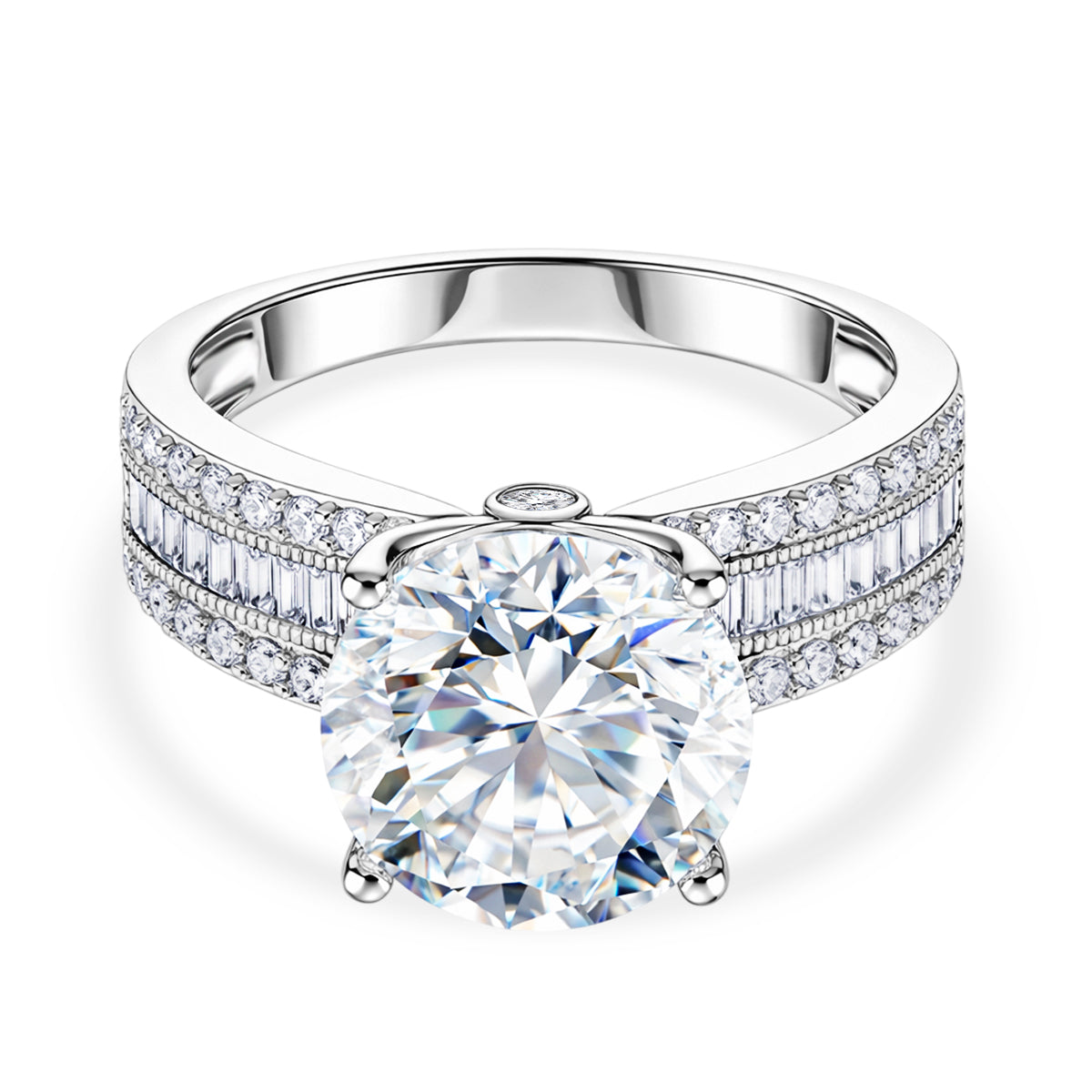 D'Joy - Moissanite Ring in Rhodium Overlay Sterling Silver 6.22 Ct. V32523865 0