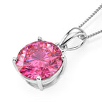 D'Joy - Pink Moissanite Solitaire Pendant with Chain (Size - 18) in Rhodium Overlay Sterling Silver 9.40 Ct._8556364_3