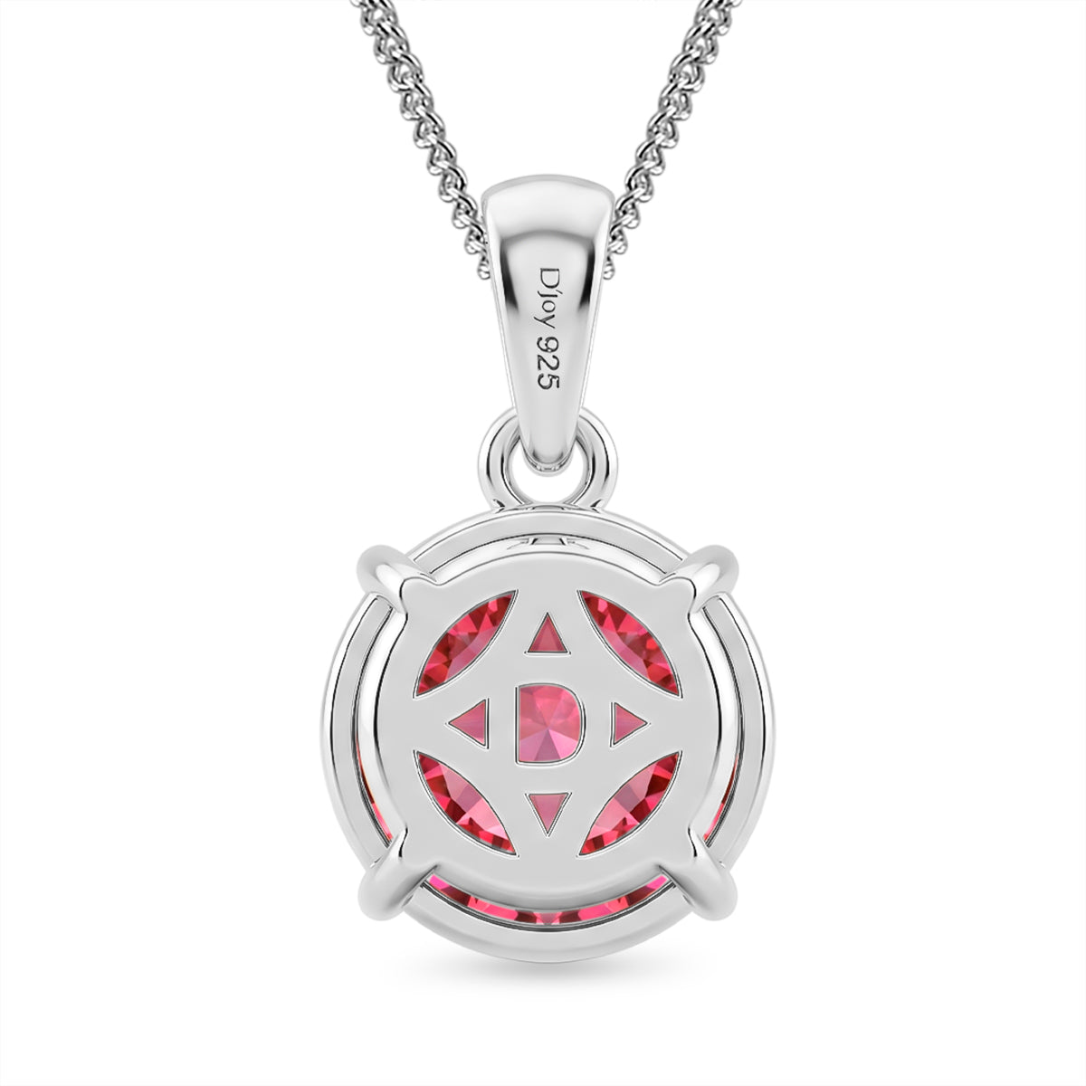 D'Joy - Pink Moissanite Solitaire Pendant with Chain (Size - 18) in Rhodium Overlay Sterling Silver 9.40 Ct. V32528376 5
