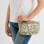 Flower Print Multi-pocket Crossbody Sling Bag - Olive_8556412_3