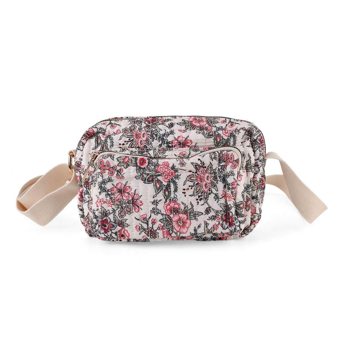 Flower Print Multi-pocket Crossbody Sling Bag - Beige V32603221 0
