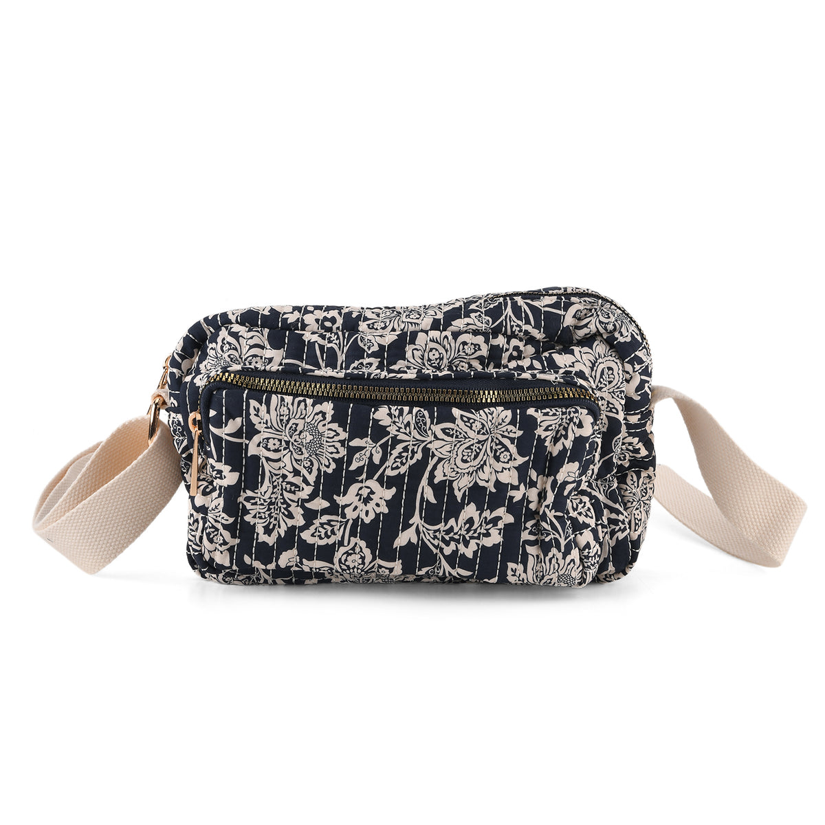 Flower Print Multi-pocket Crossbody Sling Bag - Navy V32604718 0