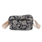 Flower Print Multi-pocket Crossbody Sling Bag - Navy_8556445