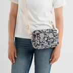Flower Print Multi-pocket Crossbody Sling Bag - Navy_8556445_3