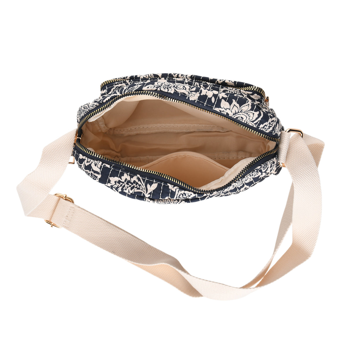 Flower Print Multi-pocket Crossbody Sling Bag - Navy V32604718 5