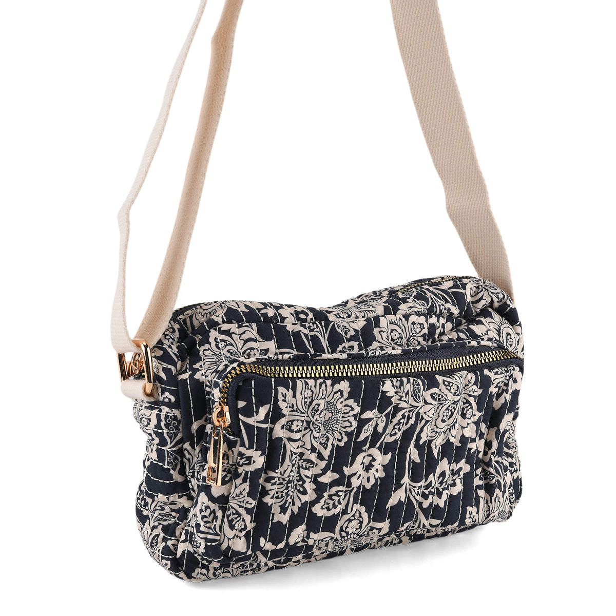 Flower Print Multi-pocket Crossbody Sling Bag - Navy V32604718 6