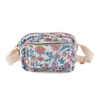 Flower Print Multi-pocket Crossbody Sling Bag - White & Multi_8556446