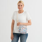 Flower Print Multi-pocket Crossbody Sling Bag - White & Multi_8556446_2