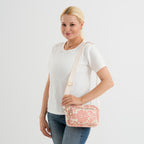 Flower Print Multi-pocket Crossbody Sling Bag - Light Red_8556447_2