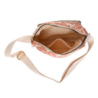 Flower Print Multi-pocket Crossbody Sling Bag - Light Red_8556447_5