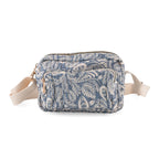 Flower Print Multi-pocket Crossbody Sling Bag - Blue_8556448