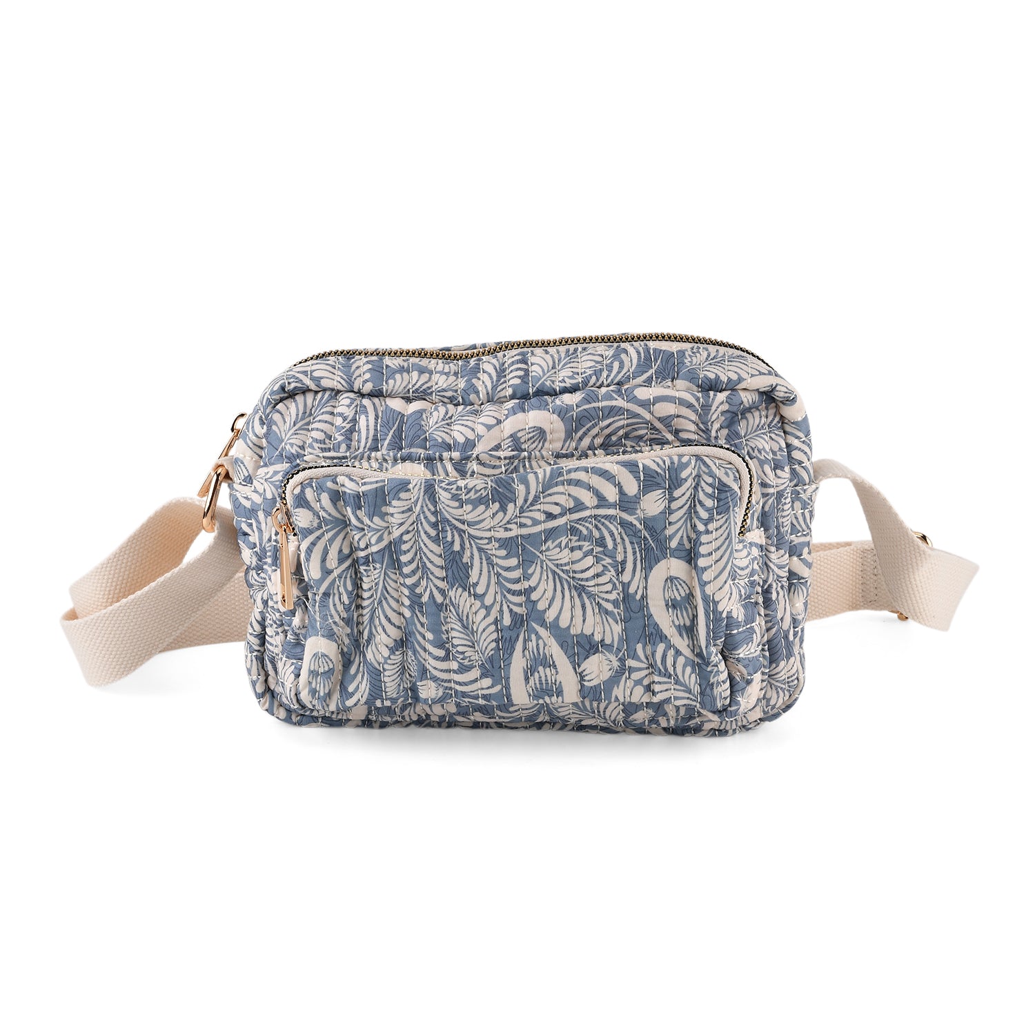 Flower Print Multi-pocket Crossbody Sling Bag - Blue V32514728 0