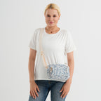 Flower Print Multi-pocket Crossbody Sling Bag - Blue_8556448_2