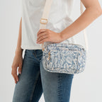 Flower Print Multi-pocket Crossbody Sling Bag - Blue_8556448_3