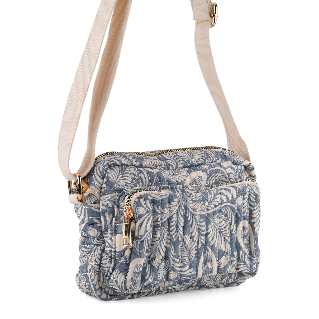 Flower Print Multi-pocket Crossbody Sling Bag - Blue V32514728 6