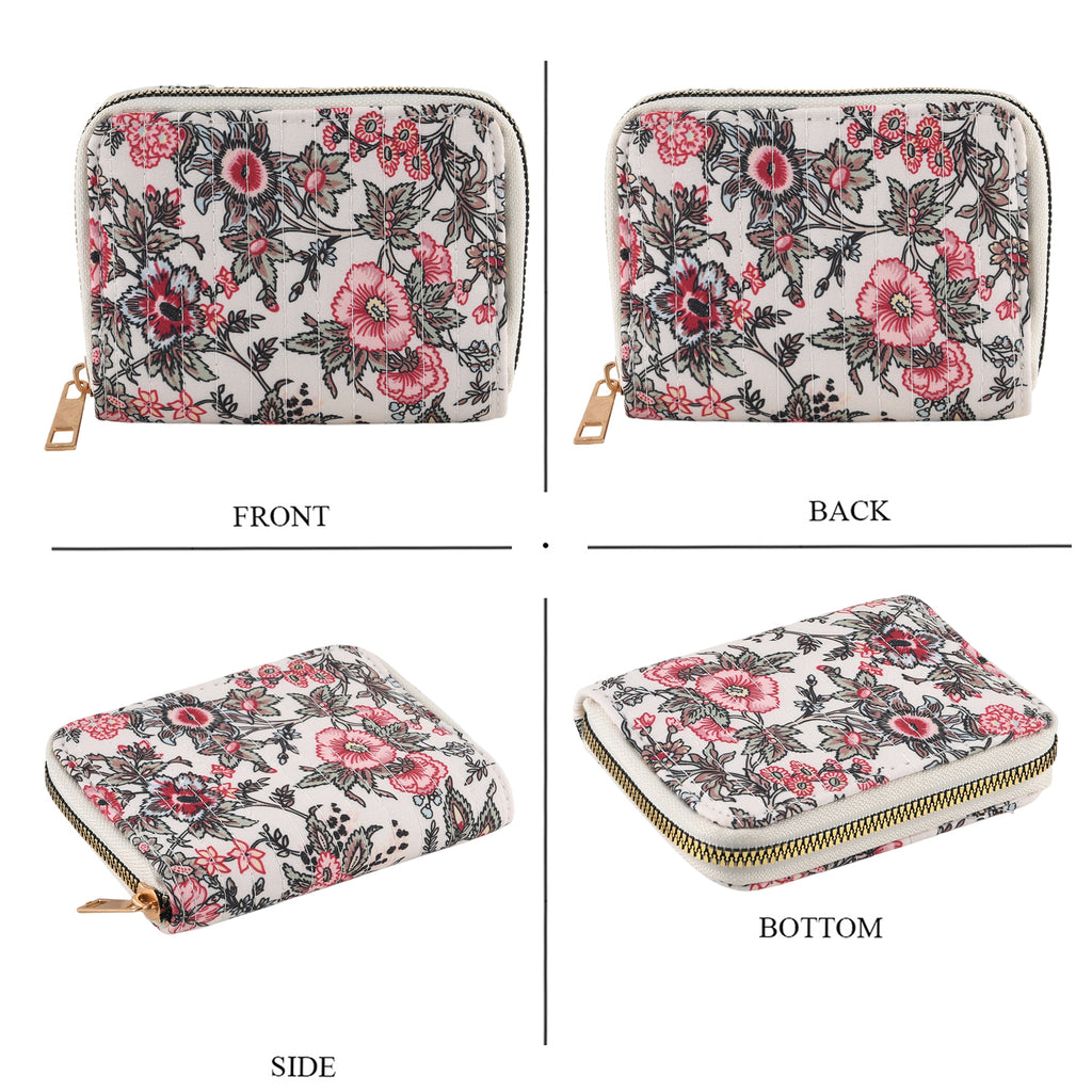 Set of 2 Floral Print Zip Around Wallet Set - Beige_8556466_6