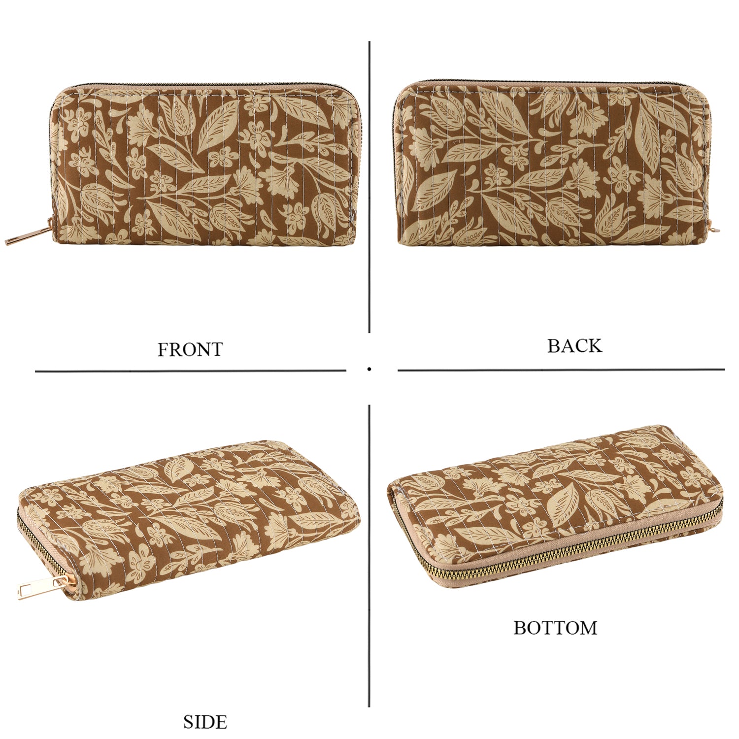 Set of 2 Floral Print Zip Around Wallet Set - Chocolate V32521461 4